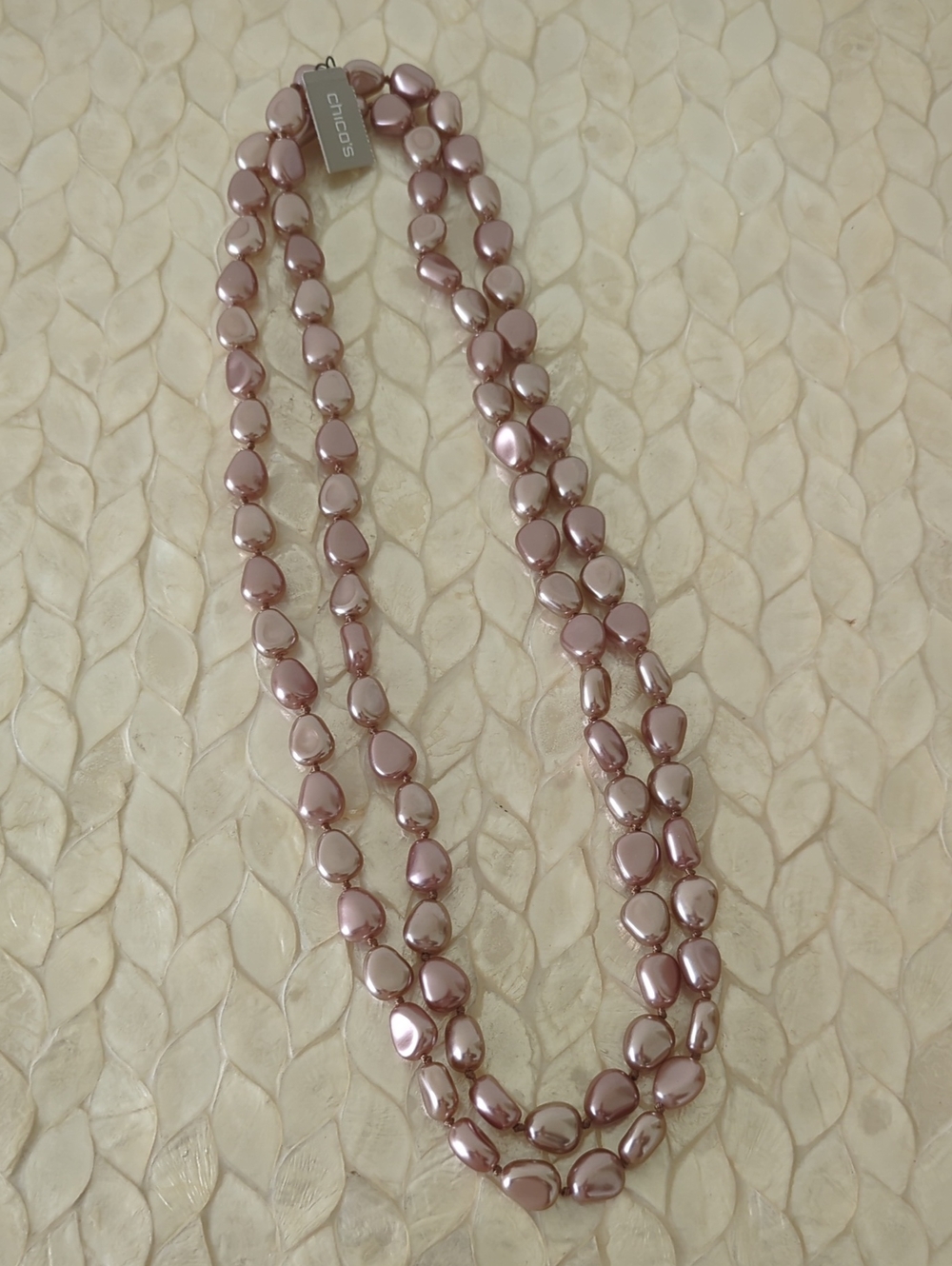 Chico's Blush Pearl-Look Strand Necklace